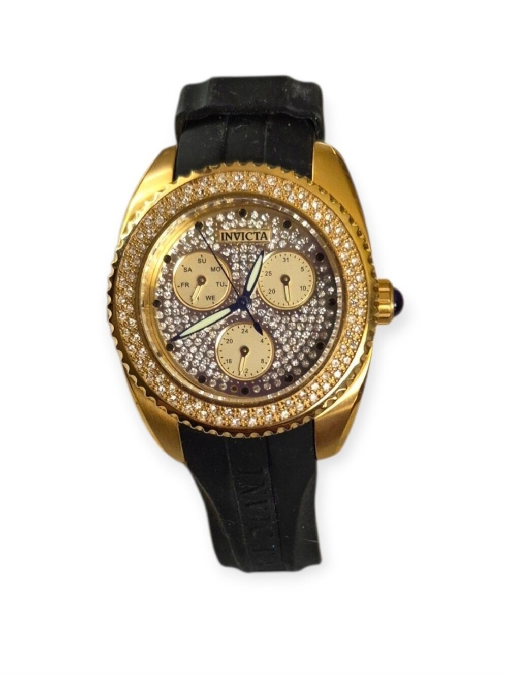 Invicta Angel Gold and Pave Crystal Dial and A Matching Crystal Set Bezel